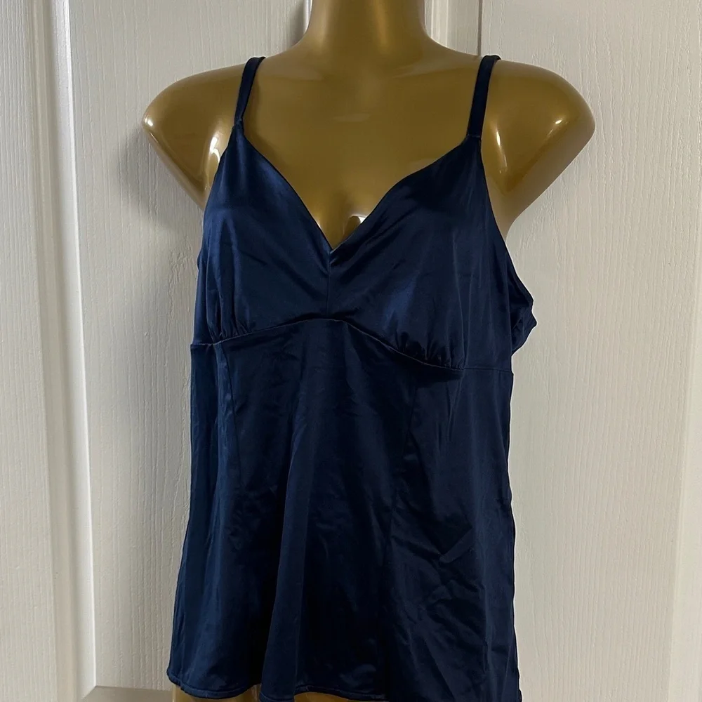 NWT SOMA Luxe Knit Stretch Satin Cami Nightfall Navy Sz Large